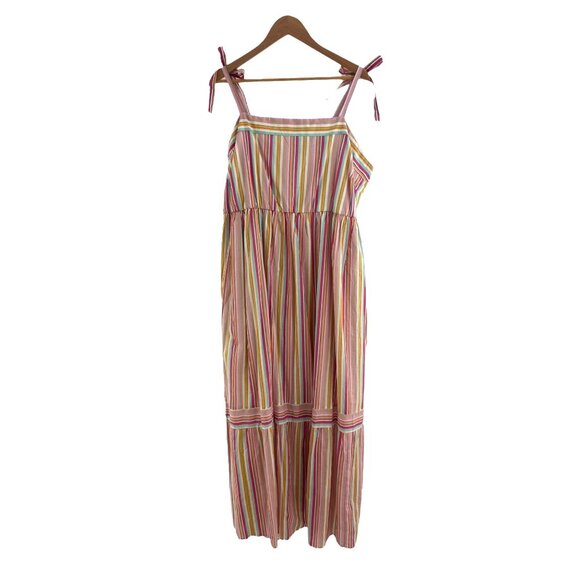 Lane Bryant Tie-Strap Tiered Striped Cotton Maxi Dress Size 20 2X Plus Sz Summer - Picture 5 of 12